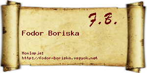 Fodor Boriska névjegykártya